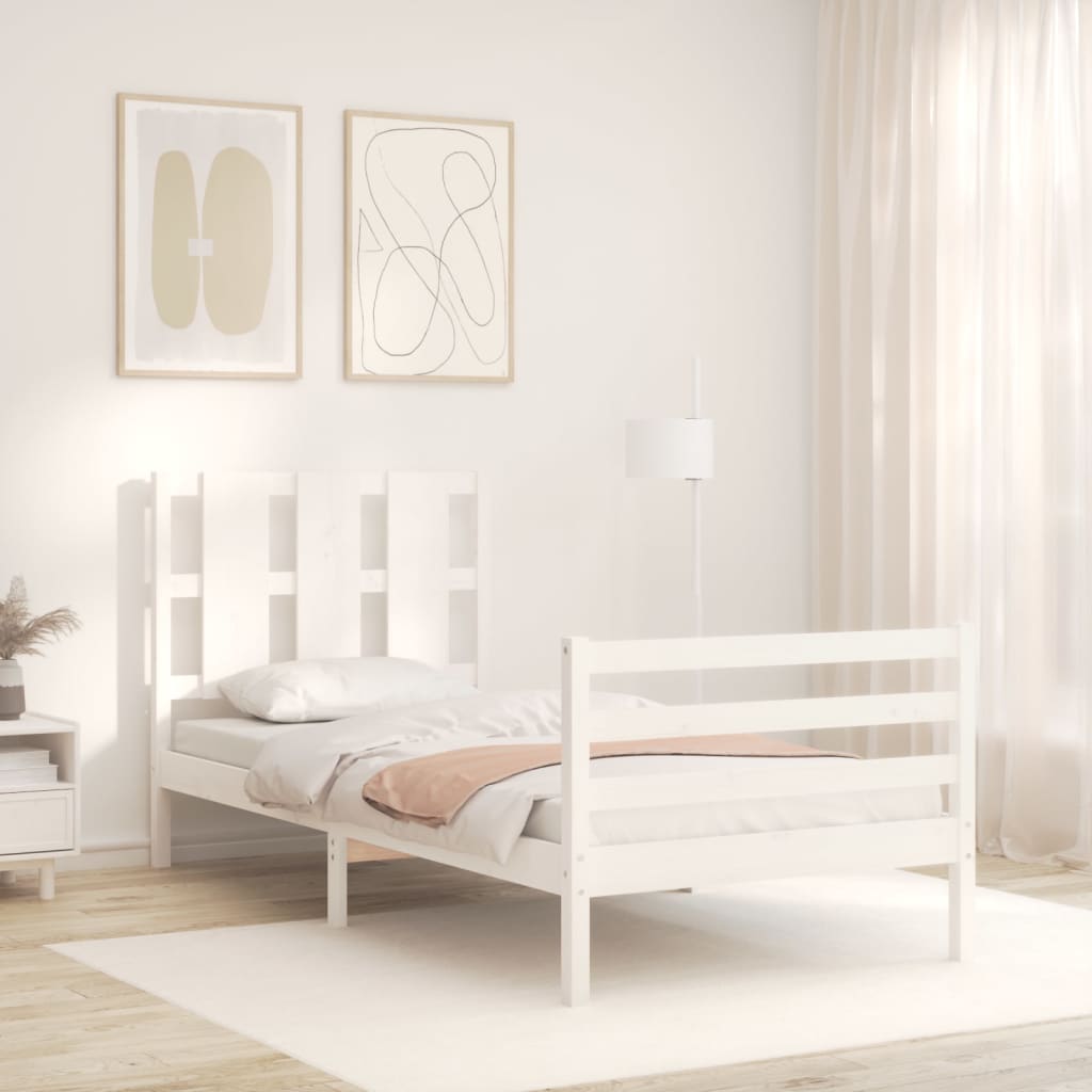 vidaXL Bed Frame without Mattress White 90x200 cm Solid Wood