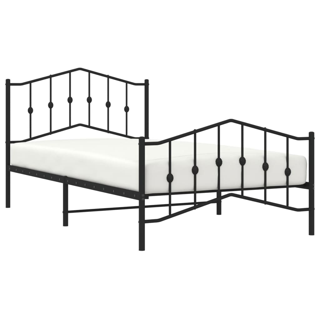 vidaXL Metal Bed Frame without Mattress with Footboard Black 100x200 cm