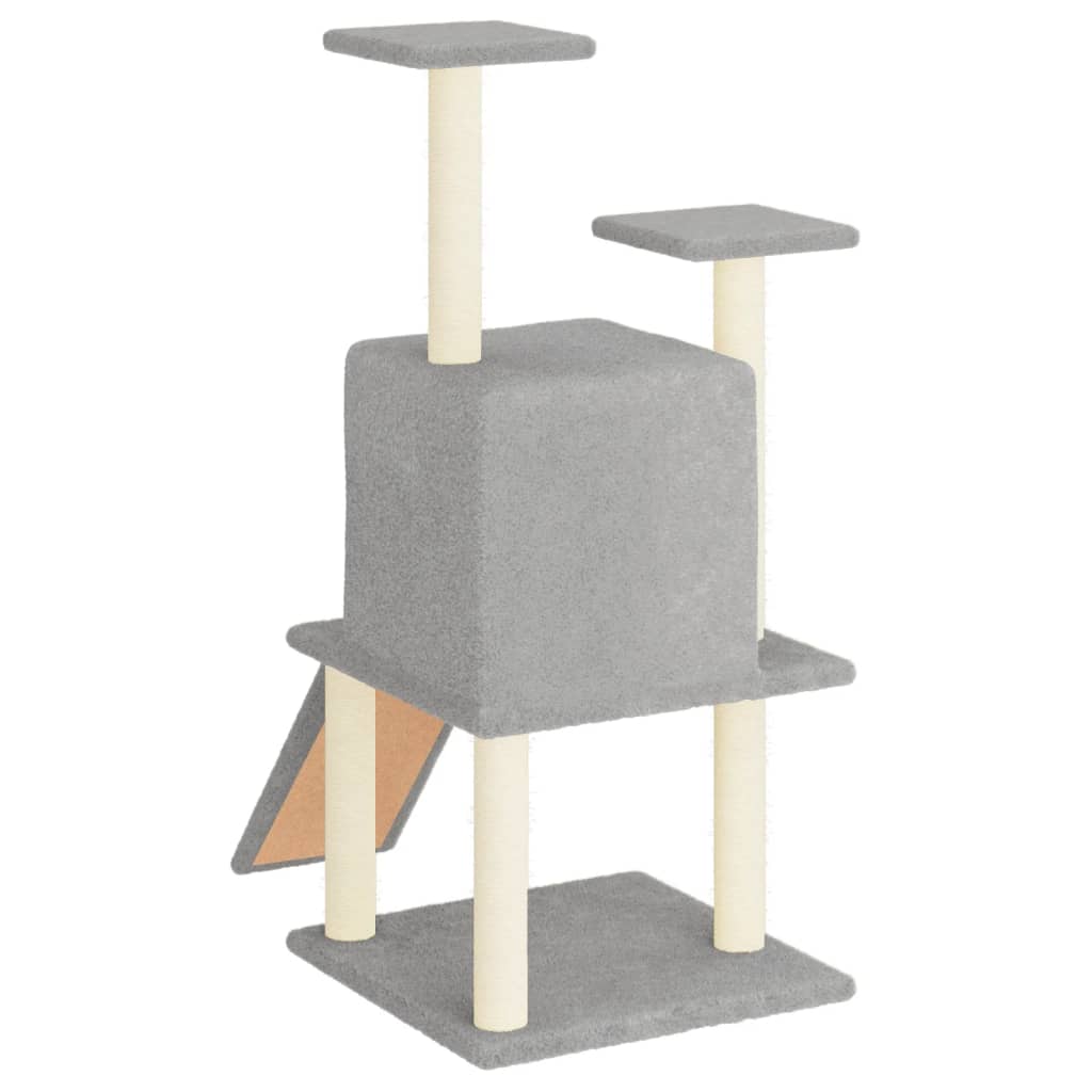 vidaXL Cat Tree with Sisal Scratching Posts Light Grey 110 cm