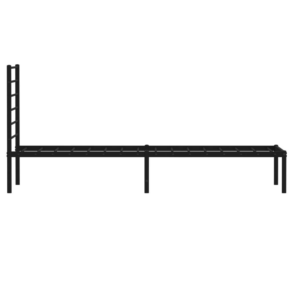 vidaXL Metal Bed Frame without Mattress with Headboard Black 107x203 cm