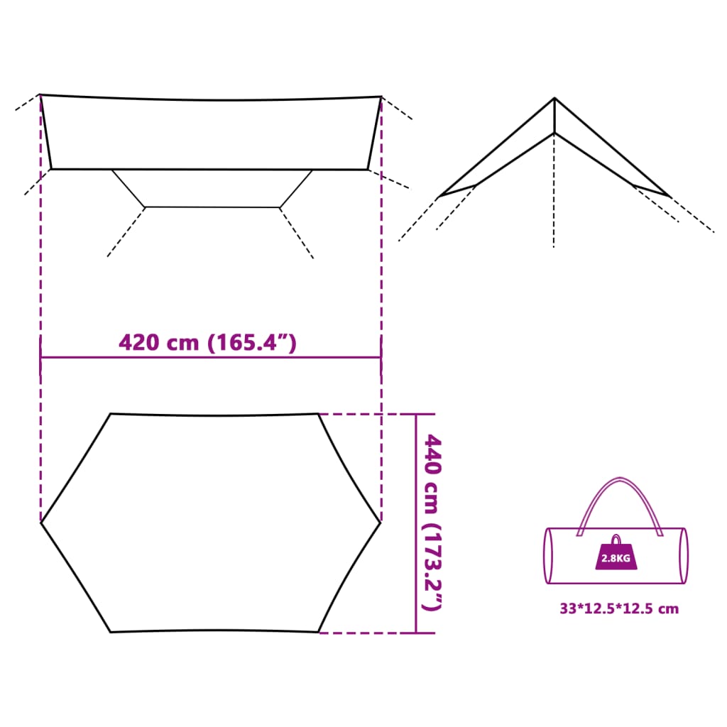 vidaXL Camping Tarp Grey and Orange 420x440 cm Waterproof