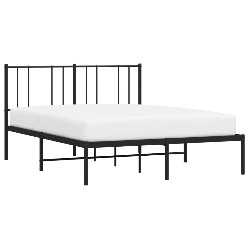 vidaXL Metal Bed Frame without Mattress with Headboard Black 160x200 cm