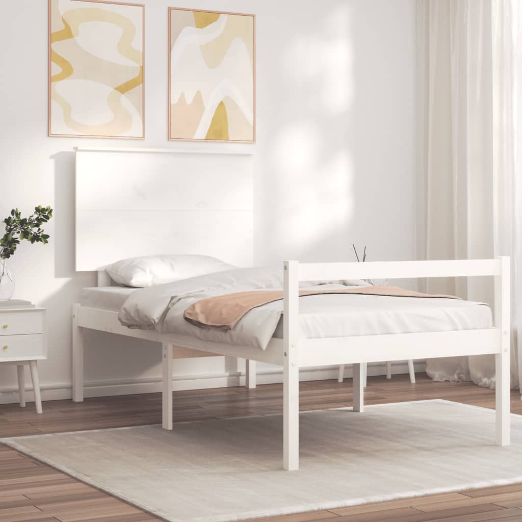 vidaXL Senior Bed without Mattress White Small Single Solid Wood