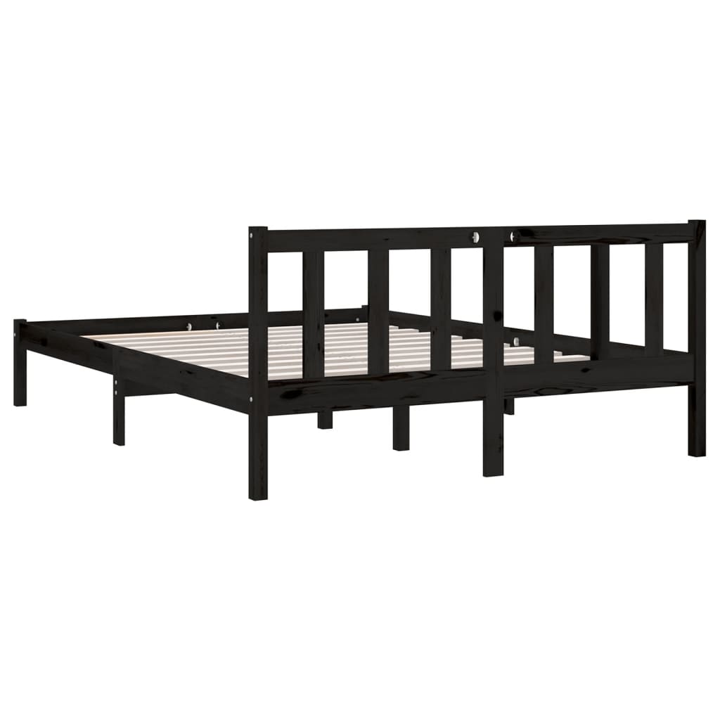 vidaXL Bed Frame without Mattress Black Solid Wood 140x200 cm