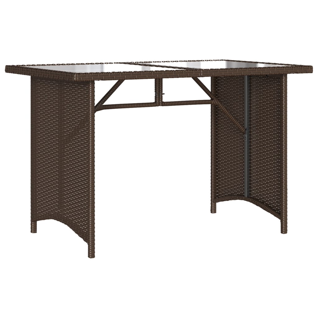 vidaXL Garden Table with Glass Top Brown 110x68x70 cm Poly Rattan