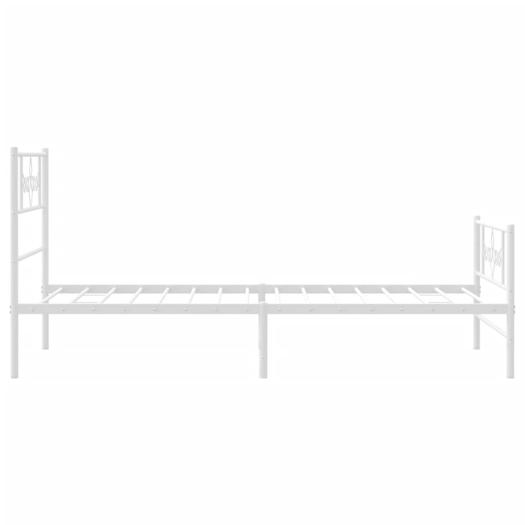 vidaXL Metal Bed Frame without Mattress with Footboard White 100x190 cm