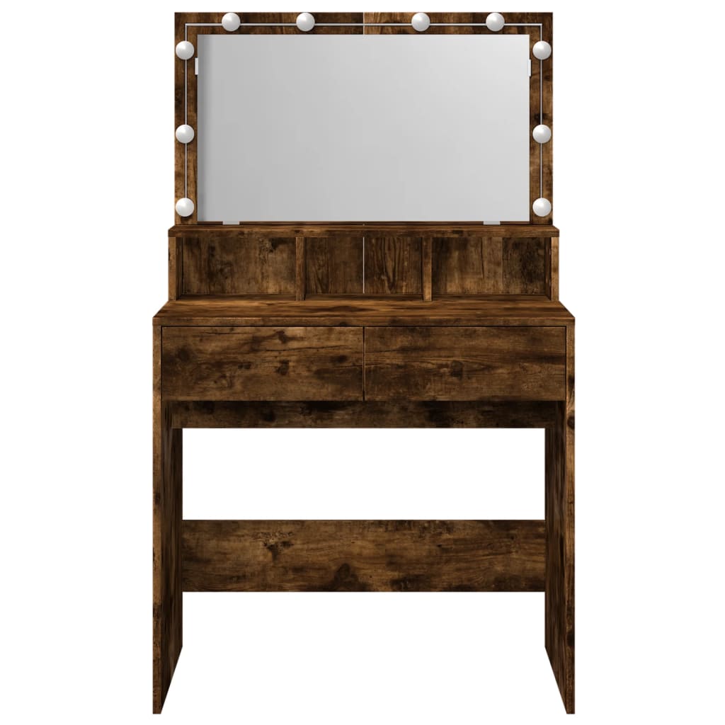 vidaXL Dressing Table with LED Smoked Oak 80x41x134.5 cm