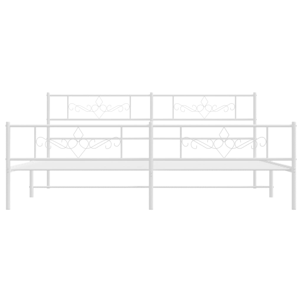 vidaXL Metal Bed Frame without Mattress with Footboard White 200x200 cm