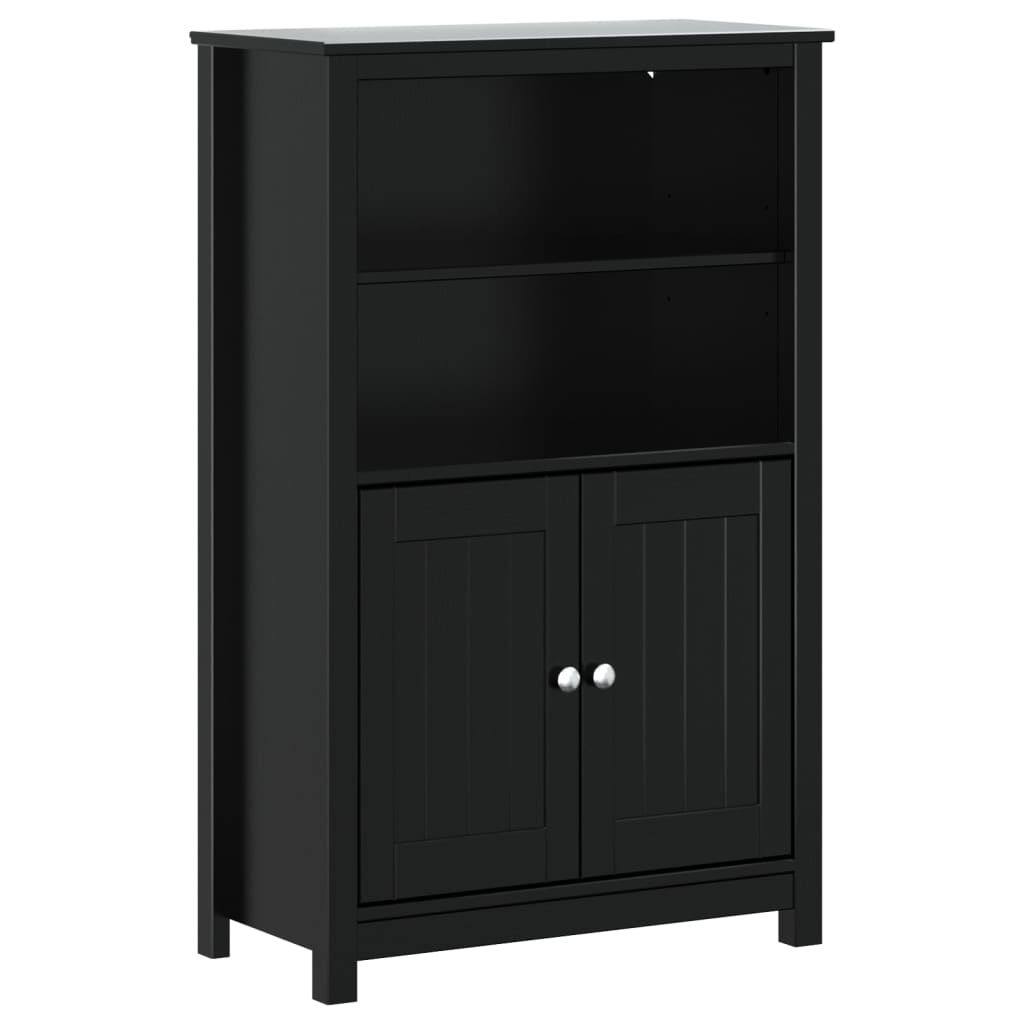 vidaXL Bathroom Cabinet BERG Black 69.5x34x110 cm Solid Wood Pine