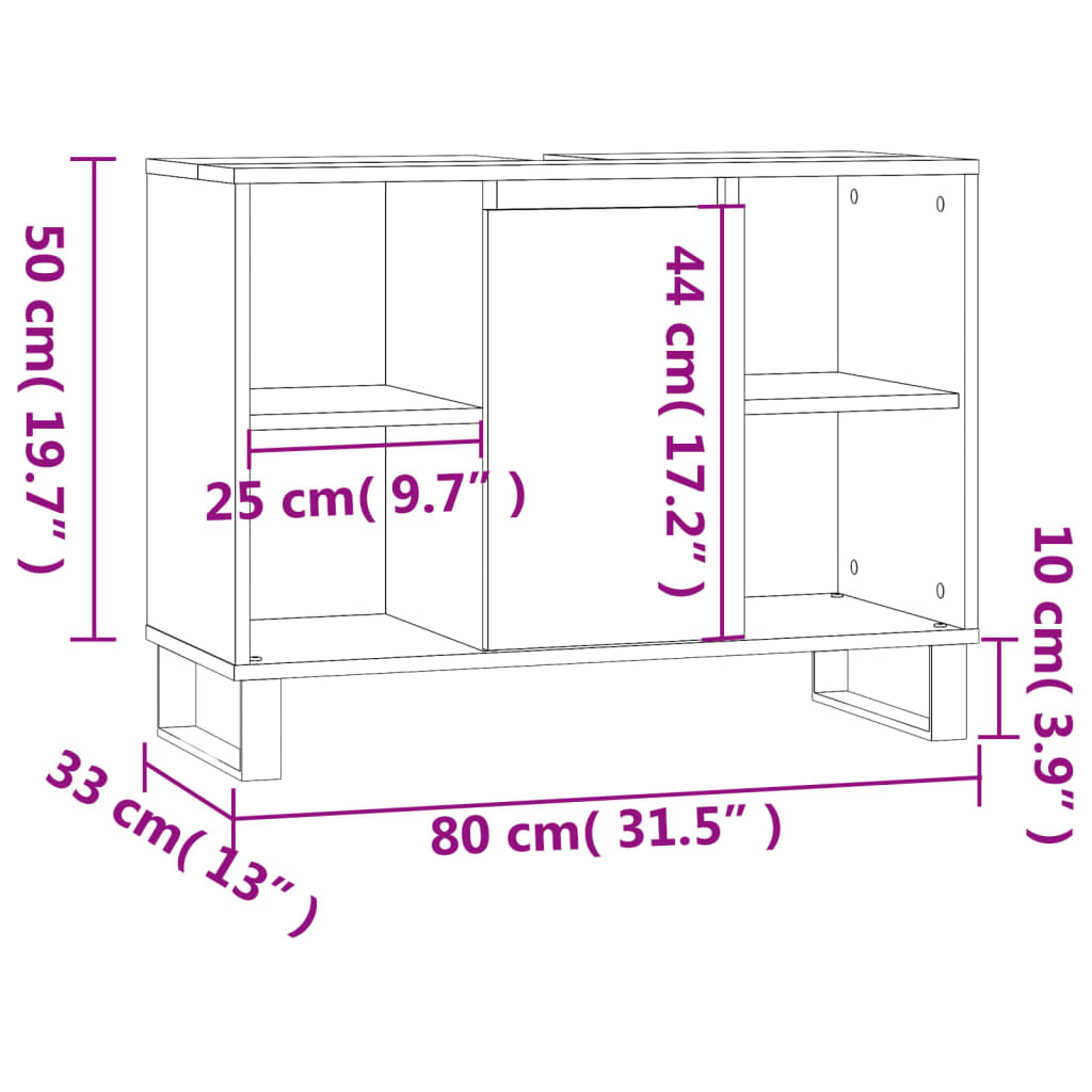 vidaXL Bathroom Cabinet Grey Sonoma 80x33x60 cm Engineered Wood