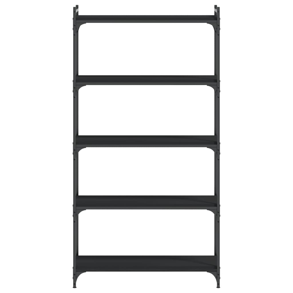 vidaXL Bookcase 5-Tier Black 80x30x154 cm Engineered Wood