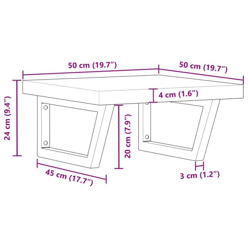 vidaXL Basin Shelf Wall Mounted Steel and Solid Wood Acacia