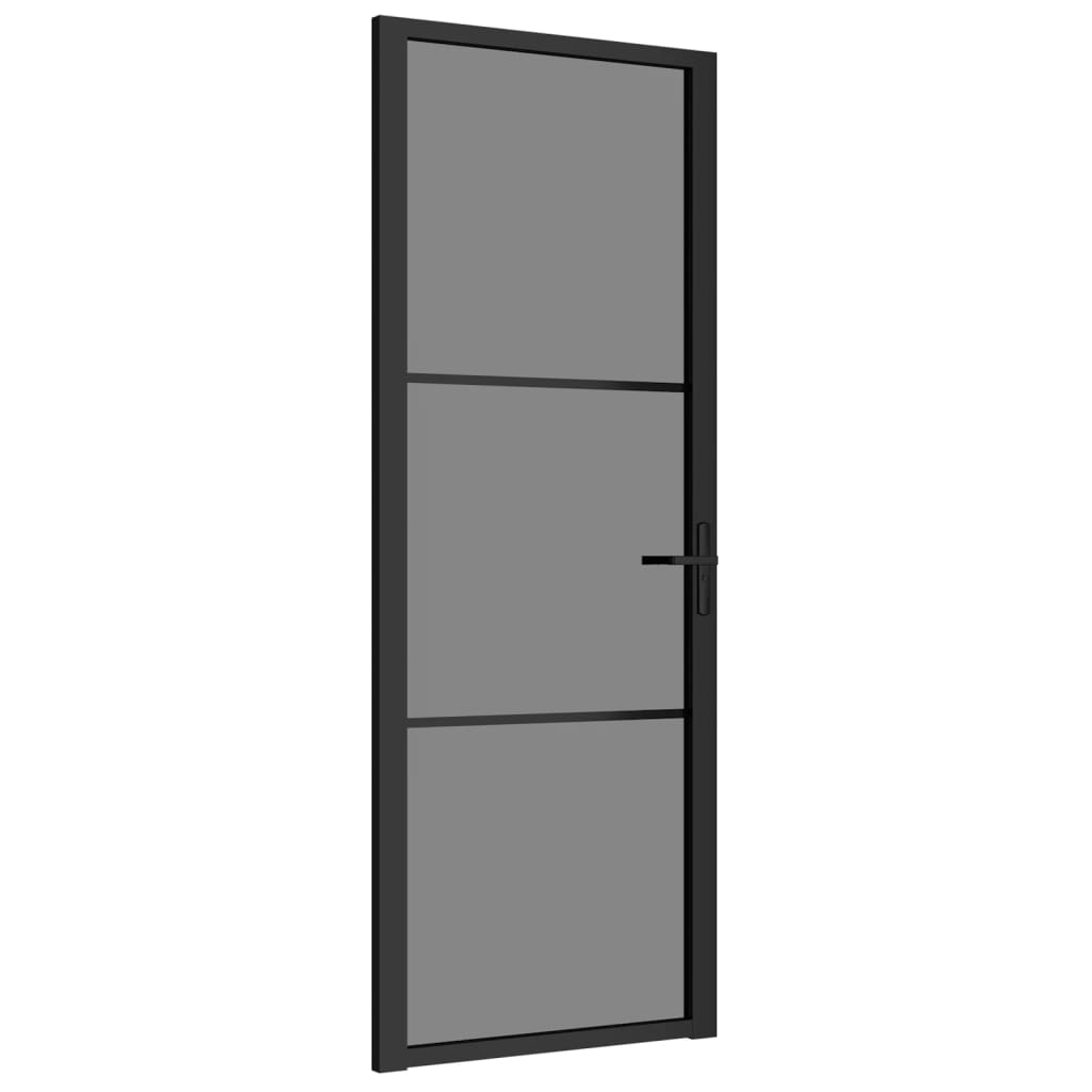 vidaXL Interior Door 76x201.5 cm Black ESG Glass and Aluminium