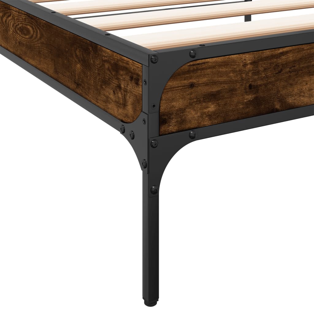 vidaXL Bed Frame without Mattress Smoked Oak 100x200 cm