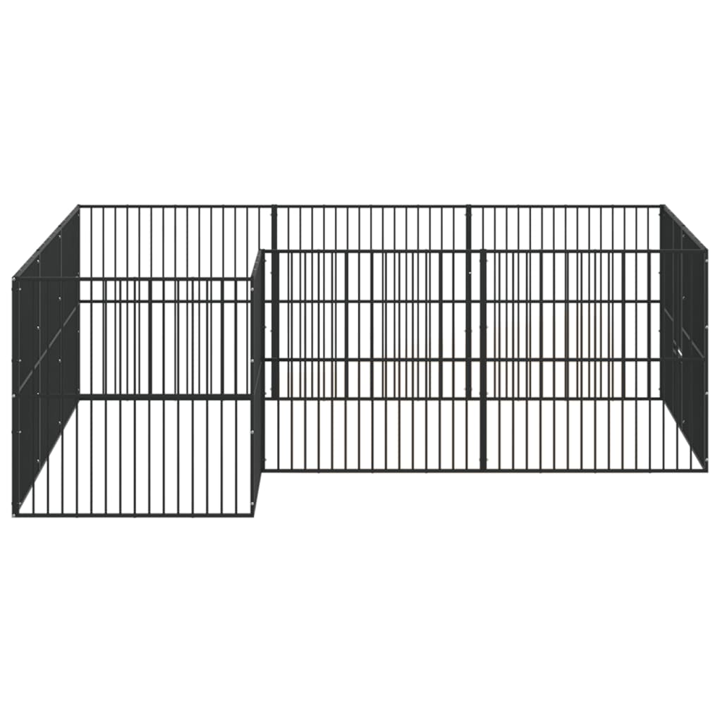 vidaXL Dog Playpen 12 Panels Black Galvanised Steel