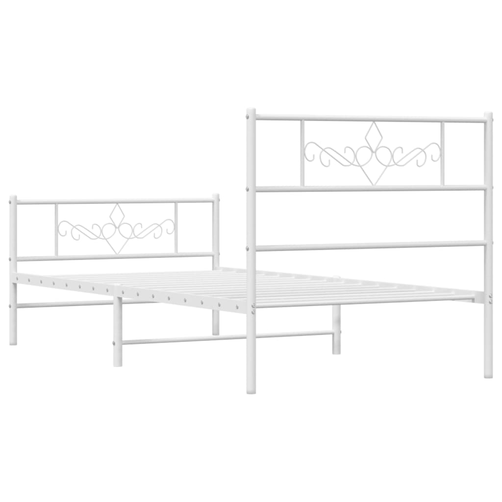 vidaXL Metal Bed Frame without Mattress with Footboard White 80x200 cm