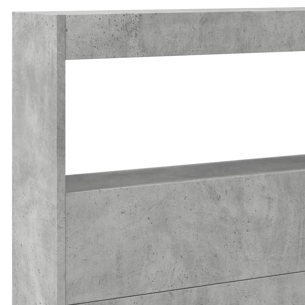 vidaXL Headboard Cabinet with LED Concrete Grey 220x17x102 cm