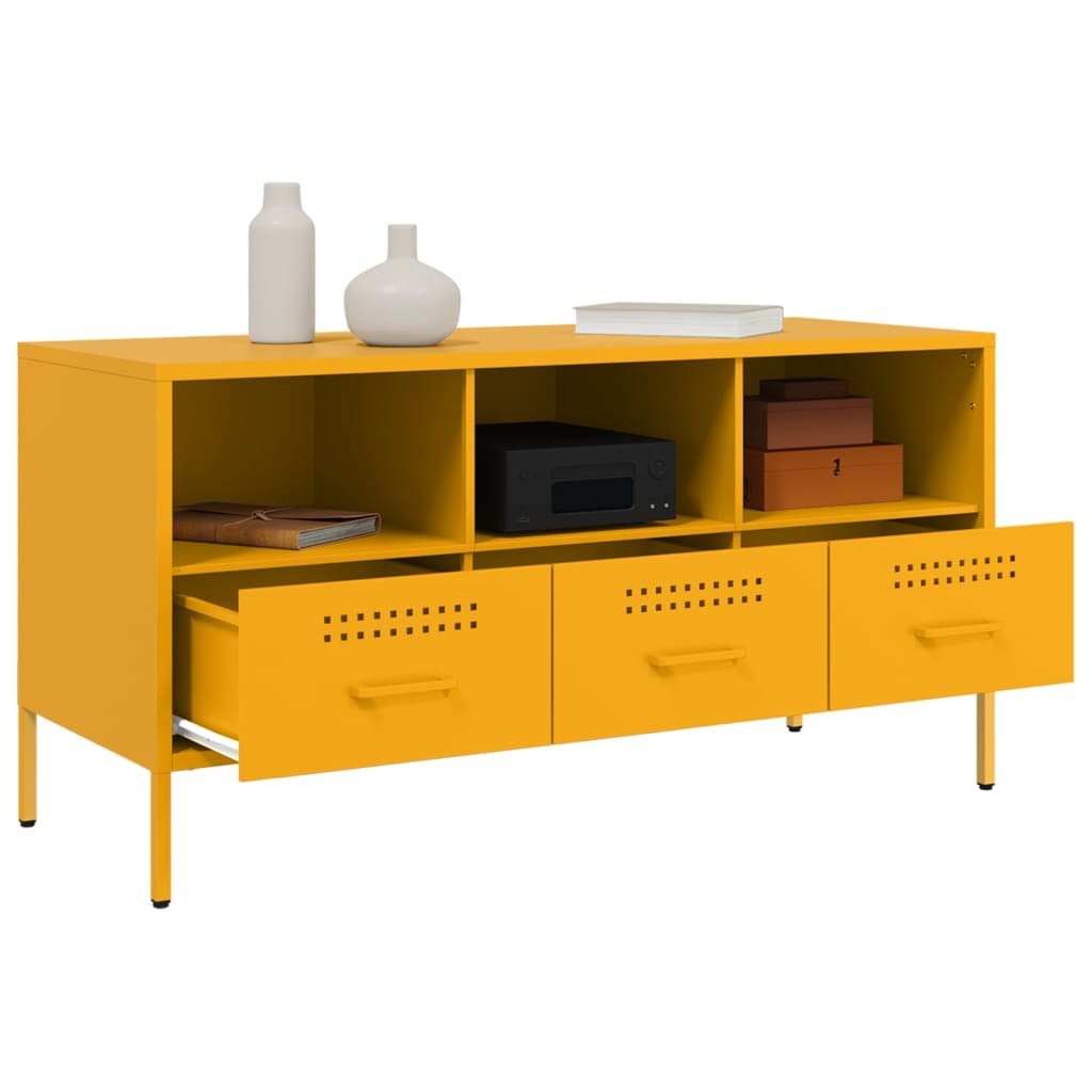 vidaXL TV Cabinet Mustard Yellow 100.5x39x50.5 cm Steel