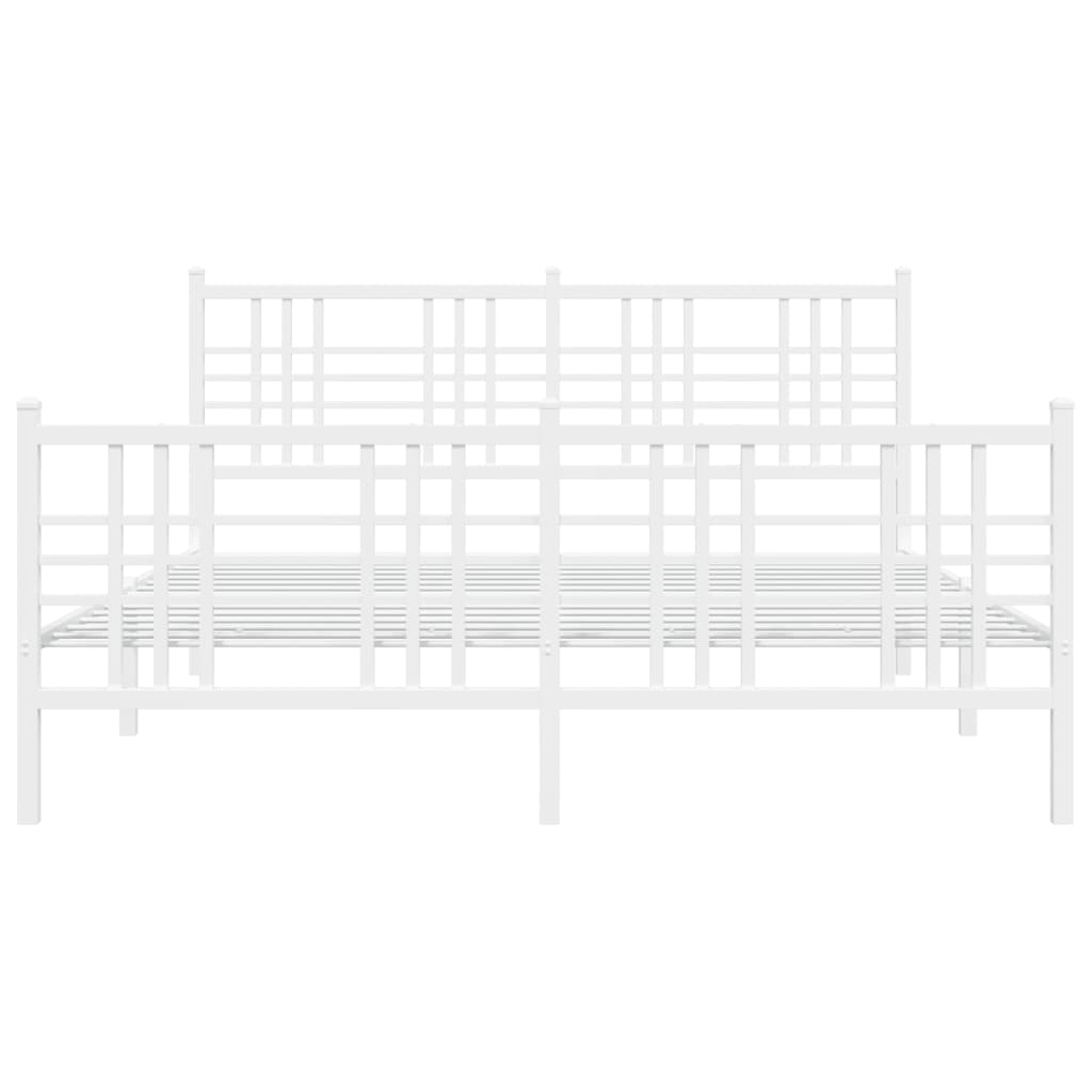 vidaXL Metal Bed Frame without Mattress with Footboard White 160x200 cm