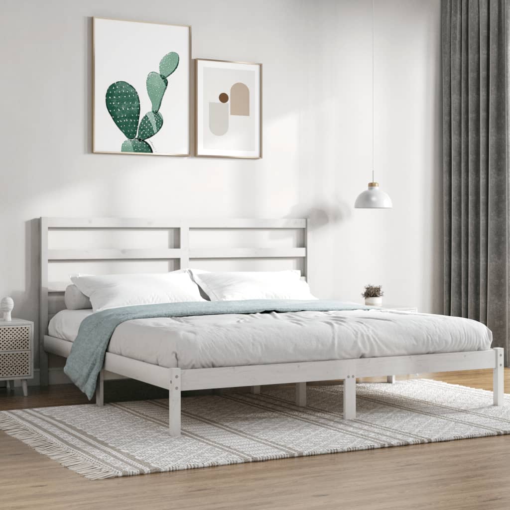 vidaXL Bed Frame without Mattress White 180x200 cm Super King Solid Wood