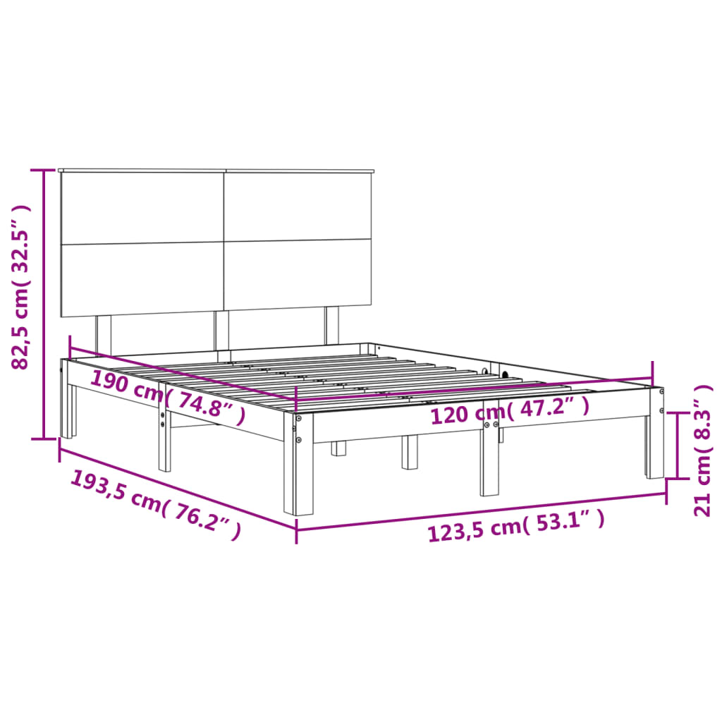 vidaXL Bed Frame without Mattress White Small Double Solid Wood Pine