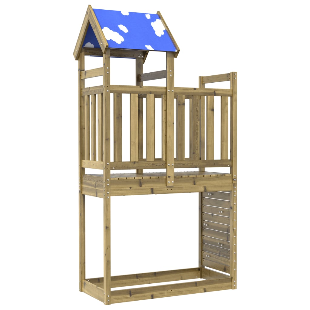 vidaXL Play Tower with Rockwall 110.5x52.5x215cm Impregnated Wood Pine