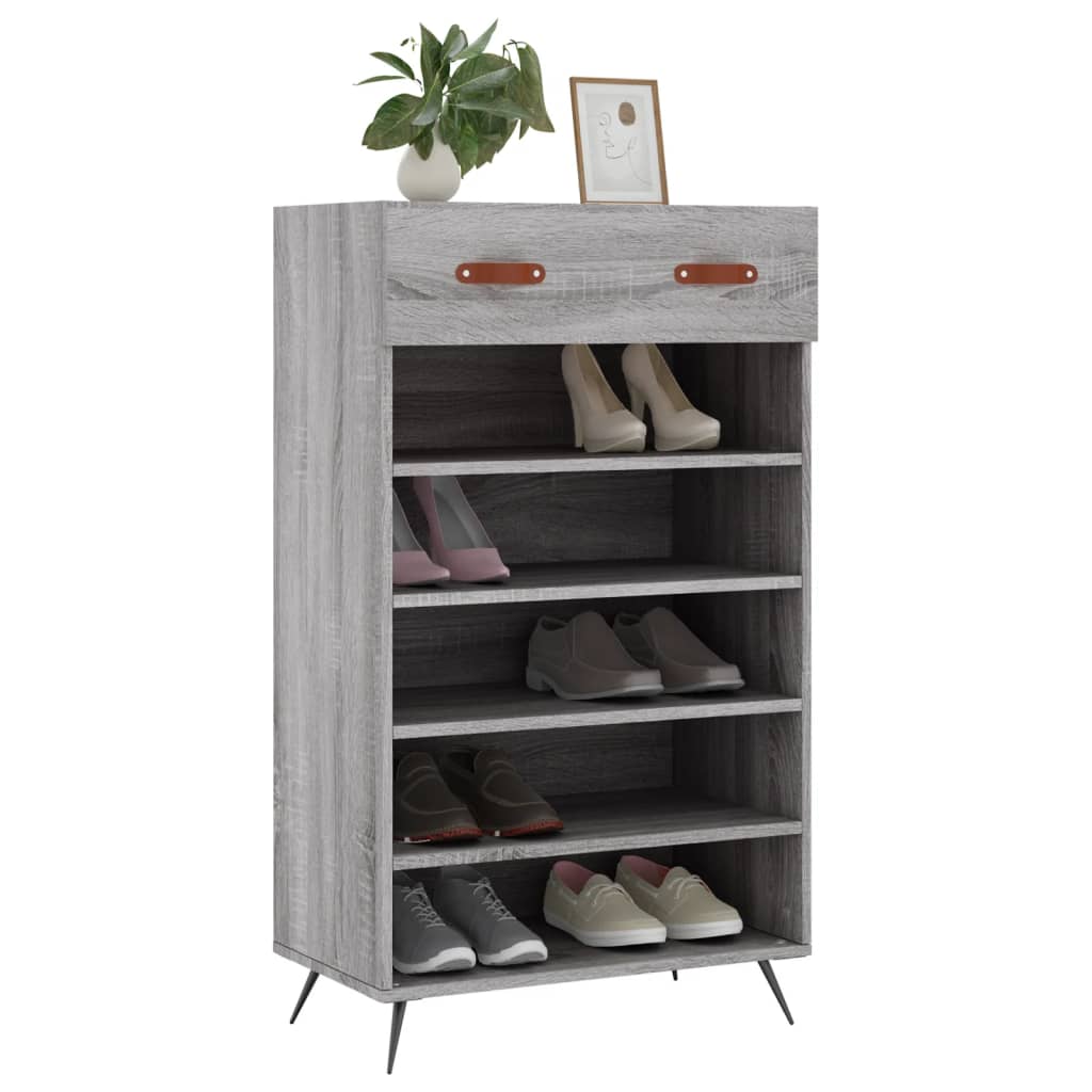 vidaXL Shoe Cabinet Grey Sonoma 60x35x105 cm Engineered Wood