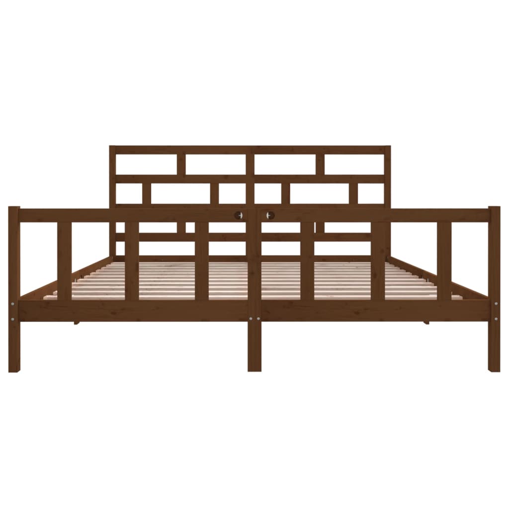 vidaXL Bed Frame without Mattress Honey Brown Solid Wood 200x200 cm (810105+814217)