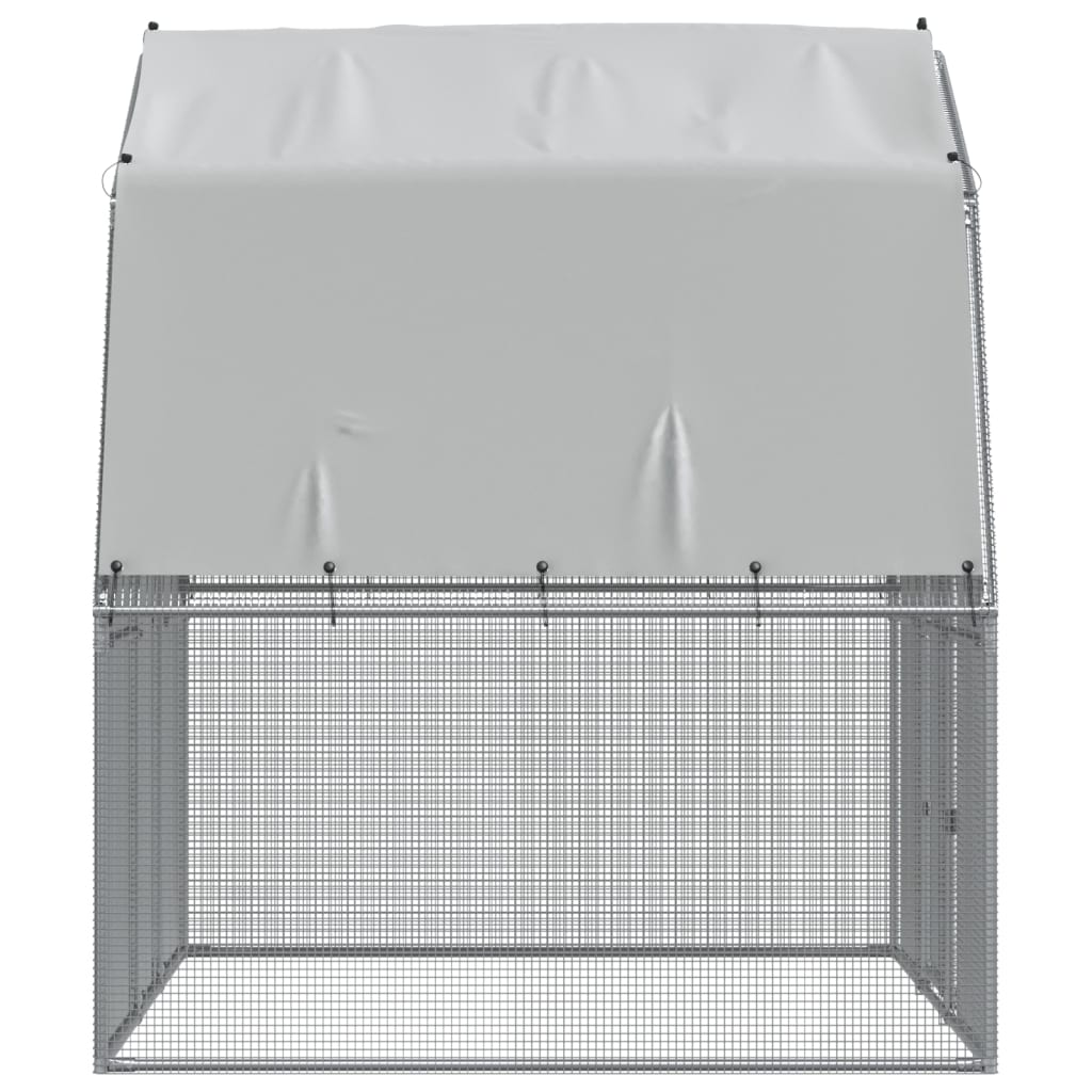 vidaXL Chicken Cage with Roof and Door Silver Galvanised Steel