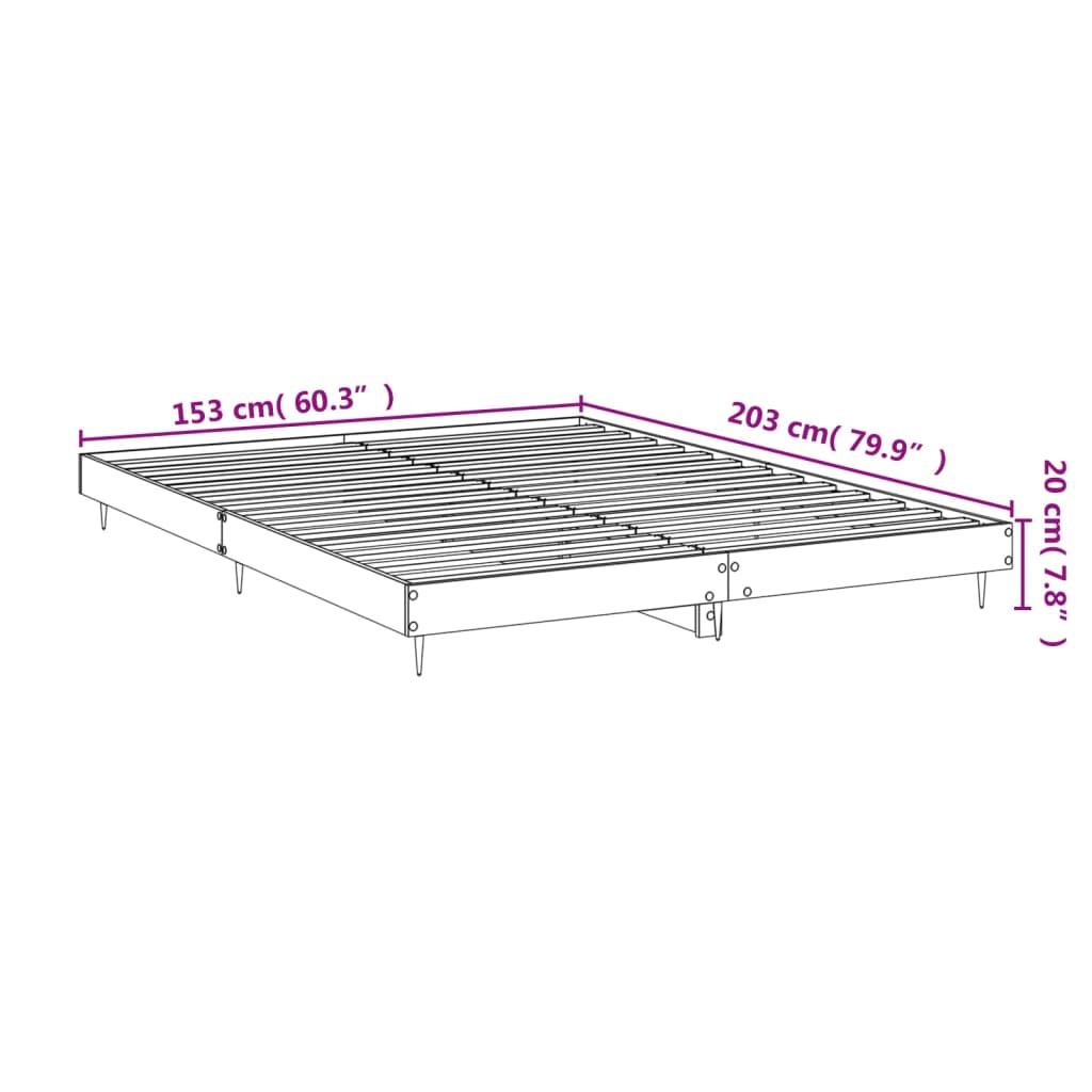 vidaXL Bed Frame without Mattress High Gloss White 150x200 cm King Size