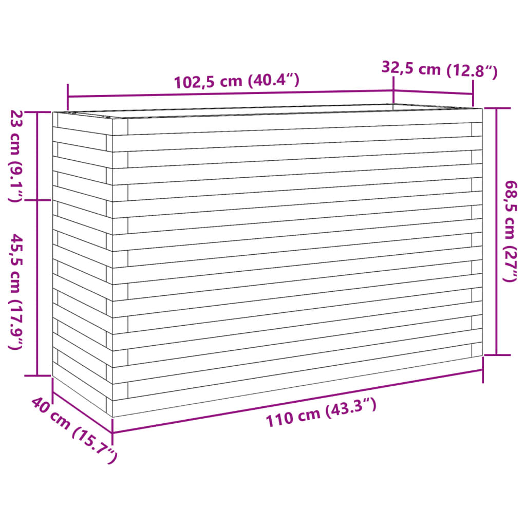 vidaXL Garden Planter 110x40x68.5 cm Impregnated Wood Pine