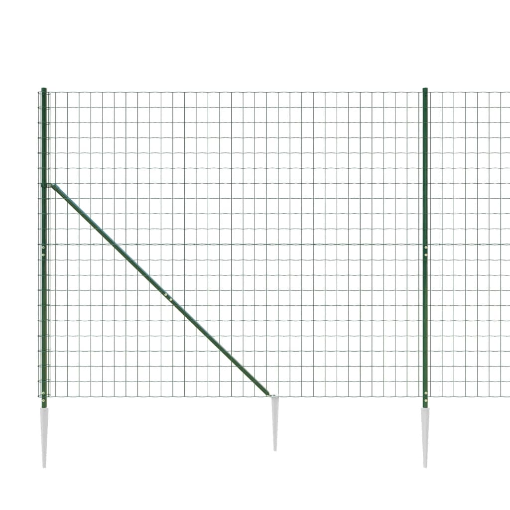 vidaXL Wire Mesh Fence with Spike Anchors Green 2x10 m