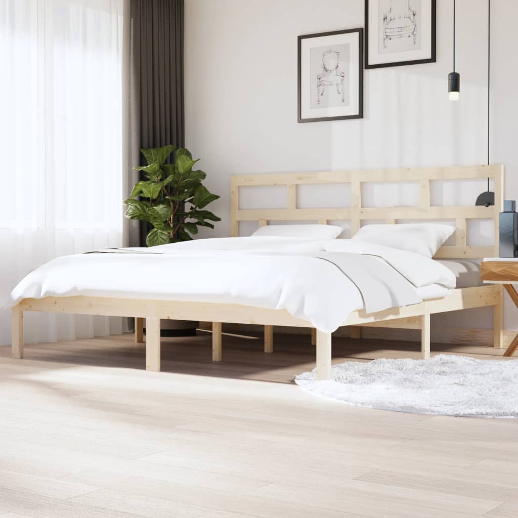 vidaXL Bed Frame without Mattress Solid Wood Pine 200x200 cm (810037+814214)