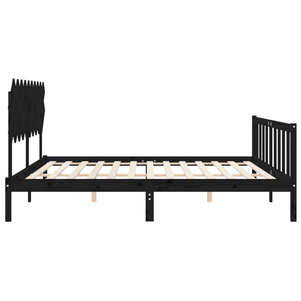 vidaXL Bed Frame without Mattress Black 200x200 cm Solid Wood Pine