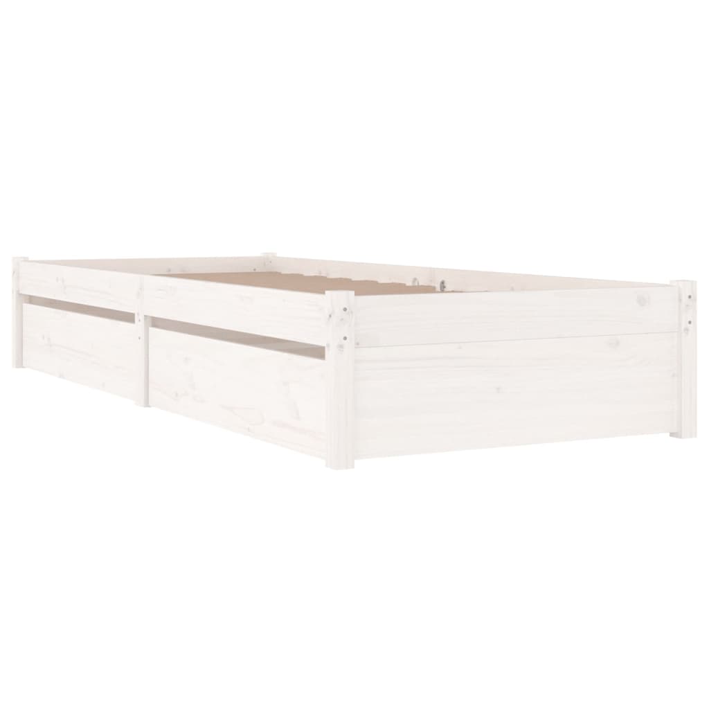 vidaXL Bed Frame without Mattress with Drawers White Small Single