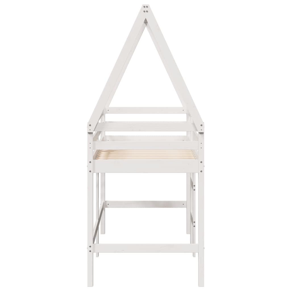 vidaXL Loft Bed with Ladder and Roof without Mattress White 80x200 cm