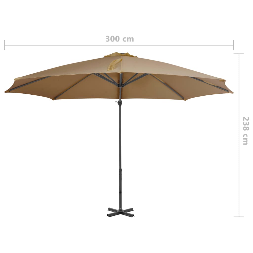 vidaXL Cantilever Garden Parasol with Aluminium Pole Taupe 300 cm