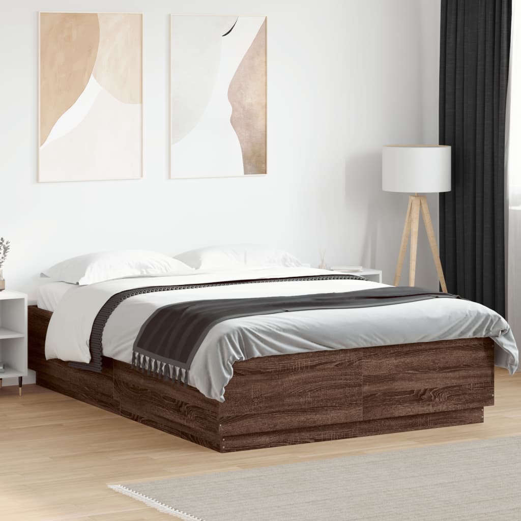 vidaXL Bed Frame without Mattress Brown Oak 150x200 cm King Size