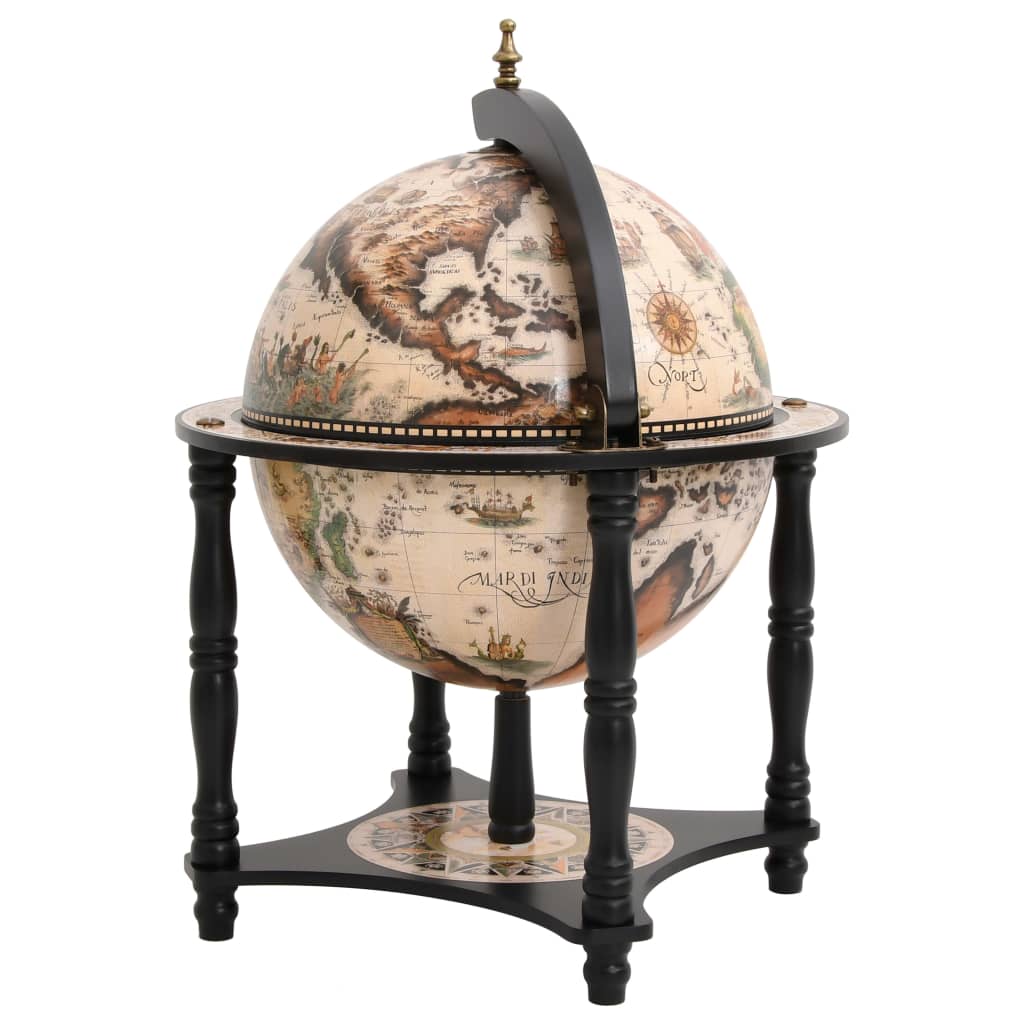 vidaXL Globe Bar Wine Stand Black Solid Wood Eucalyptus