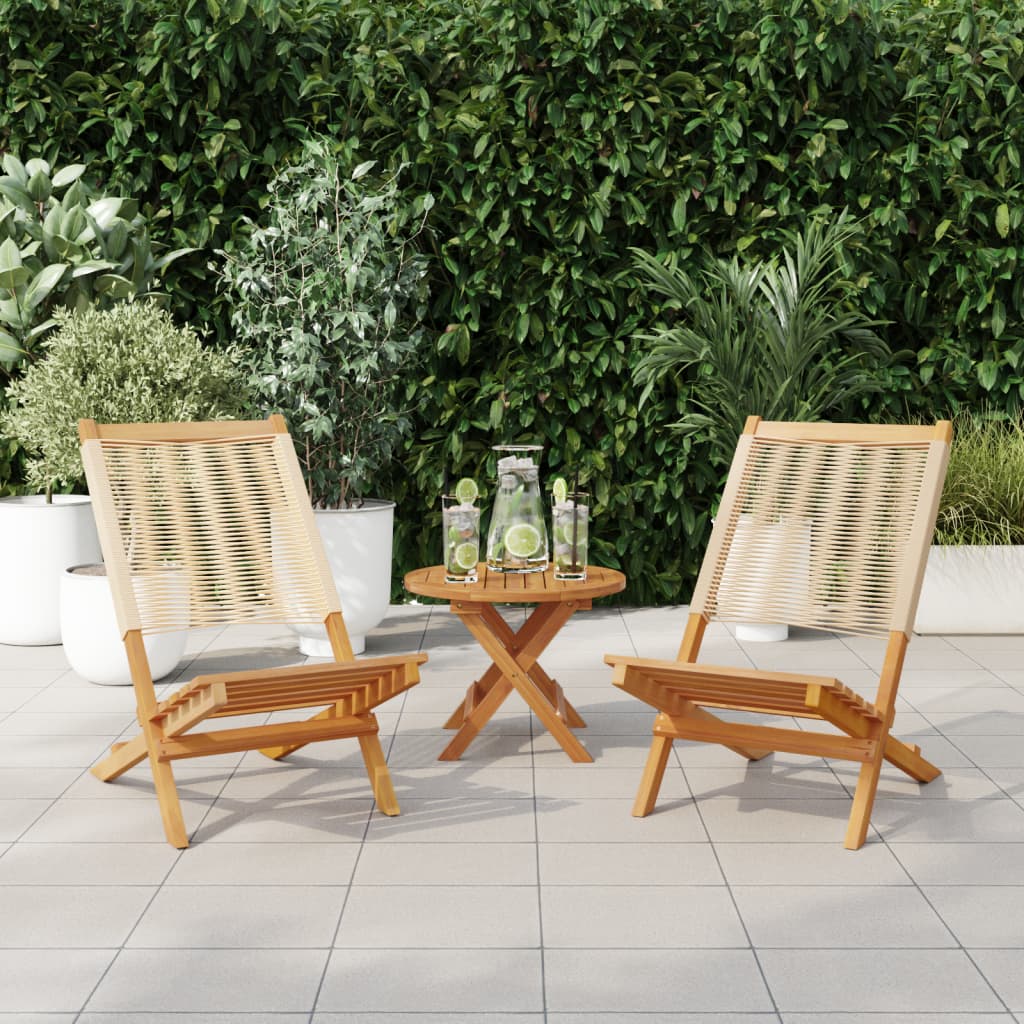 vidaXL Garden Chairs 2 pcs Beige Solid Wood Acacia and Polypropylene