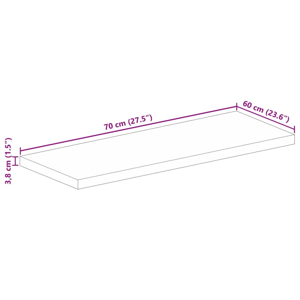 vidaXL Table Top 70x60x3.8 cm Rectangular Solid Wood Acacia