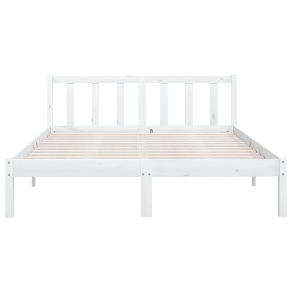 vidaXL Bed Frame without Mattress White Solid Wood 140x190 cm