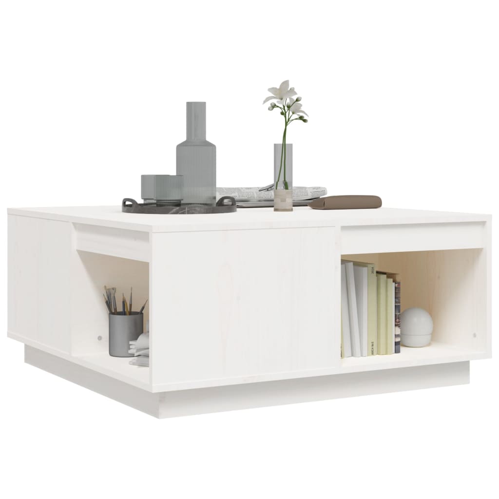 vidaXL Coffee Table White 80x81x36.5 cm Solid Wood Pine