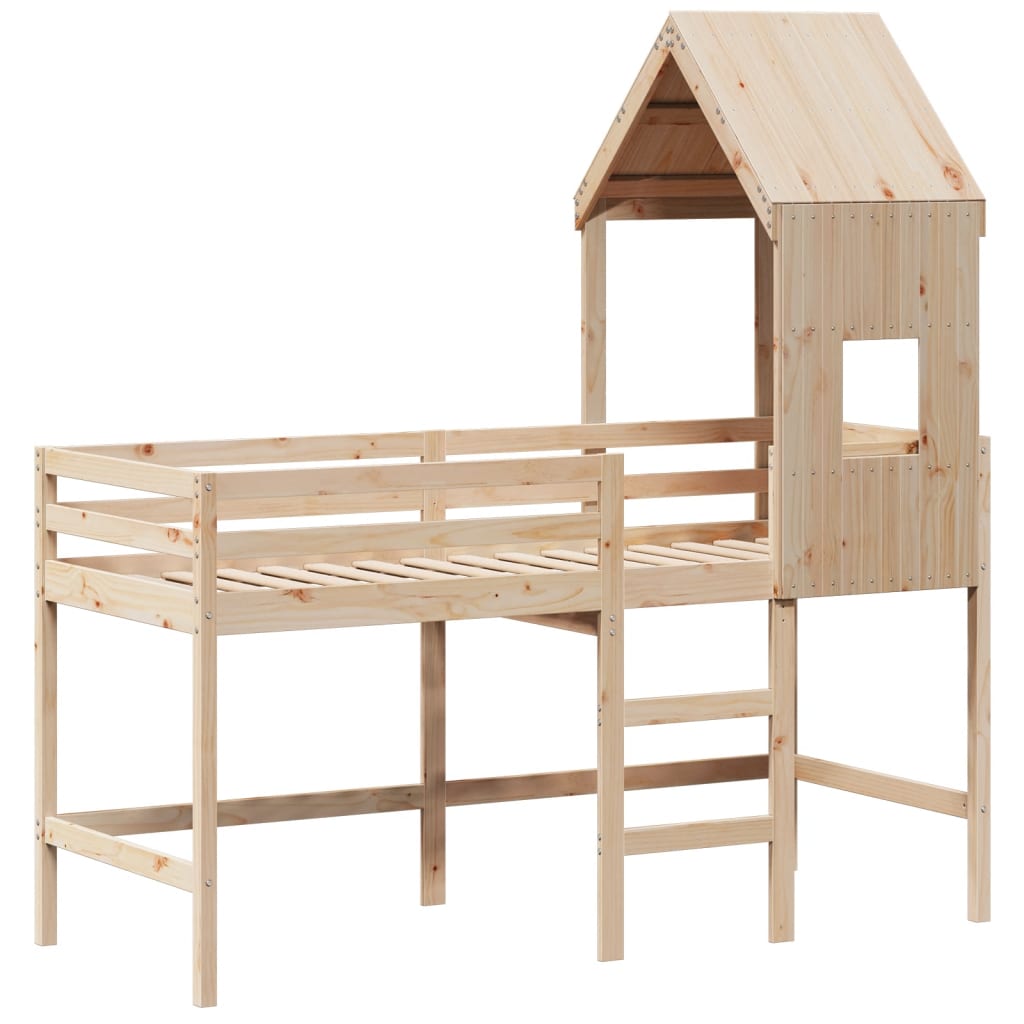 vidaXL Loft Bed with Ladder and Roof without Mattress 80x200 cm