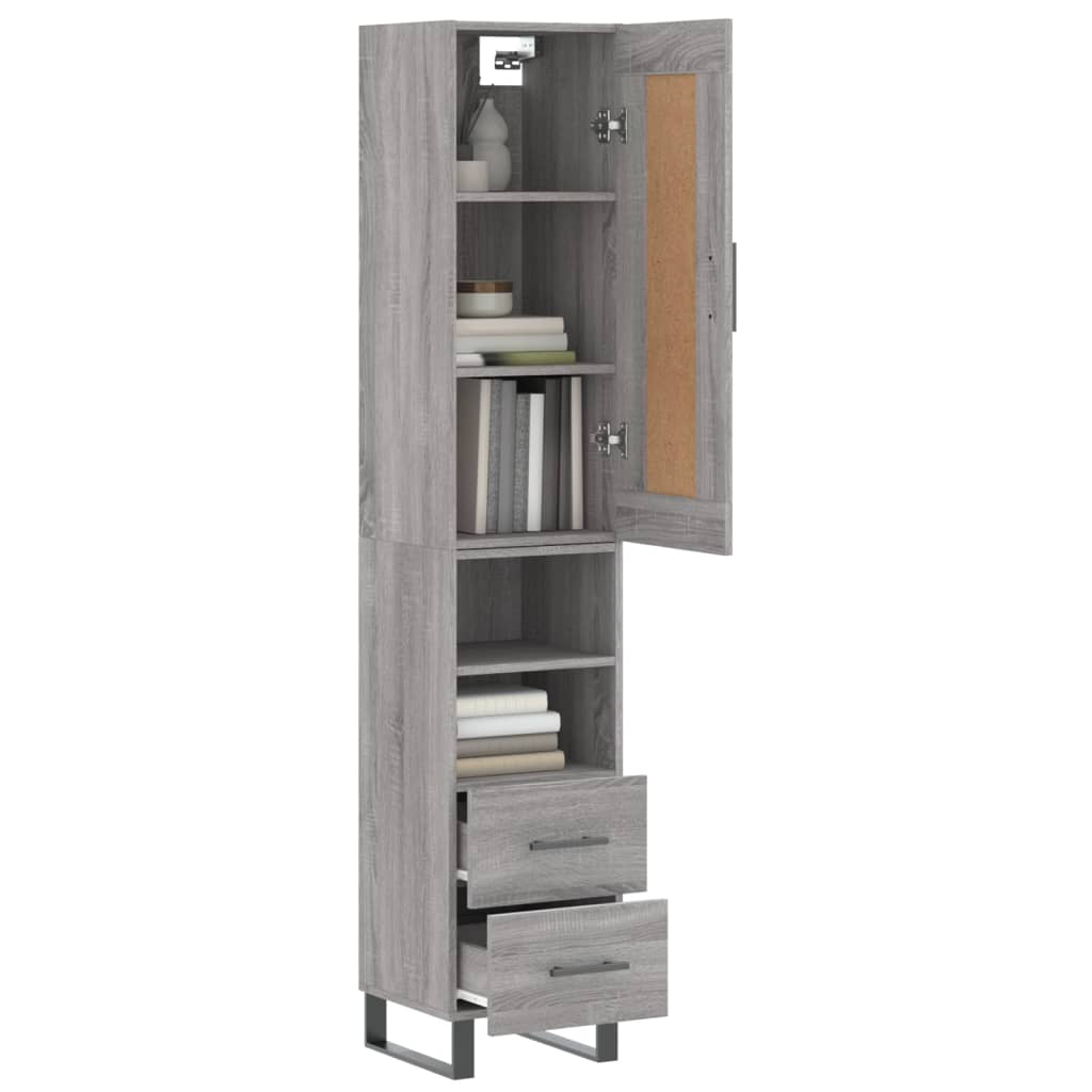 vidaXL Highboard Grey Sonoma 34.5x34x180 cm Engineered Wood