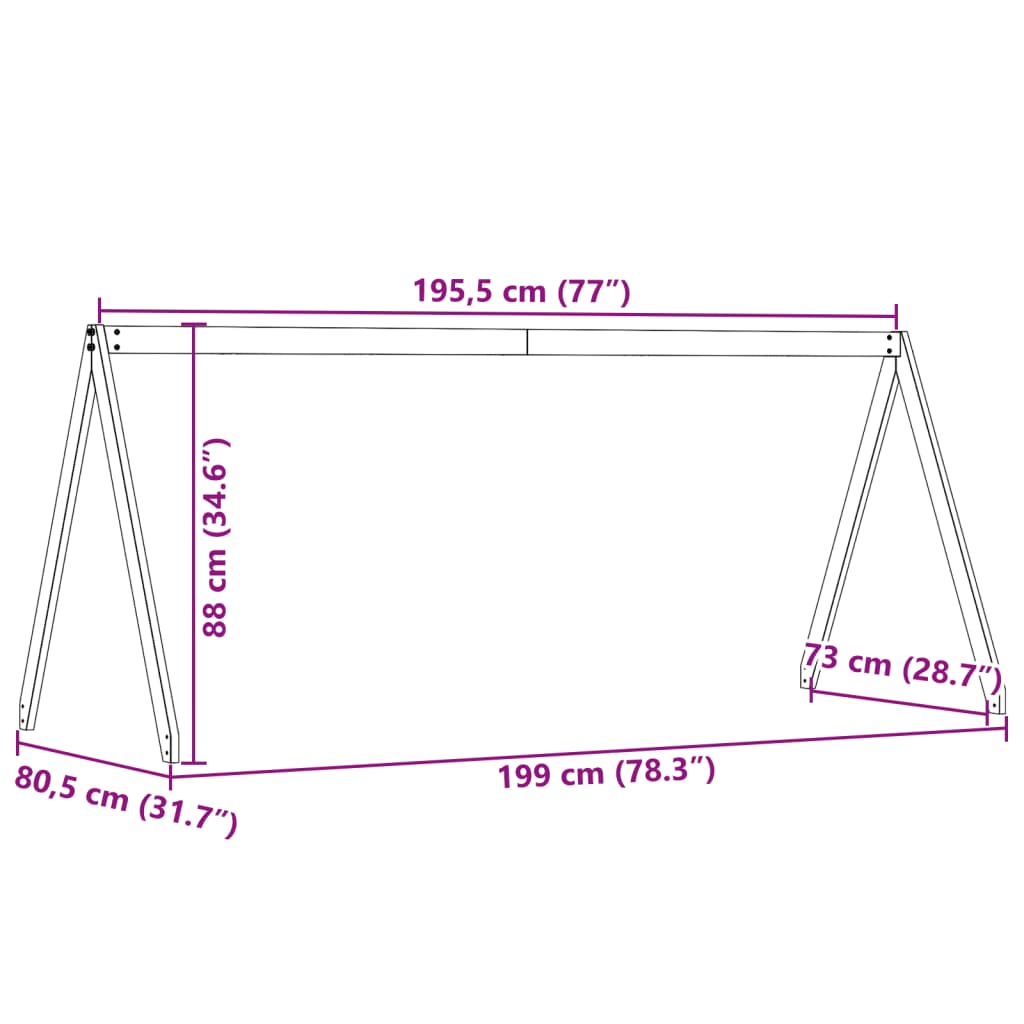 vidaXL Kids' Bed Roof Wax Brown 199x80.5x88 cm Solid Wood Pine