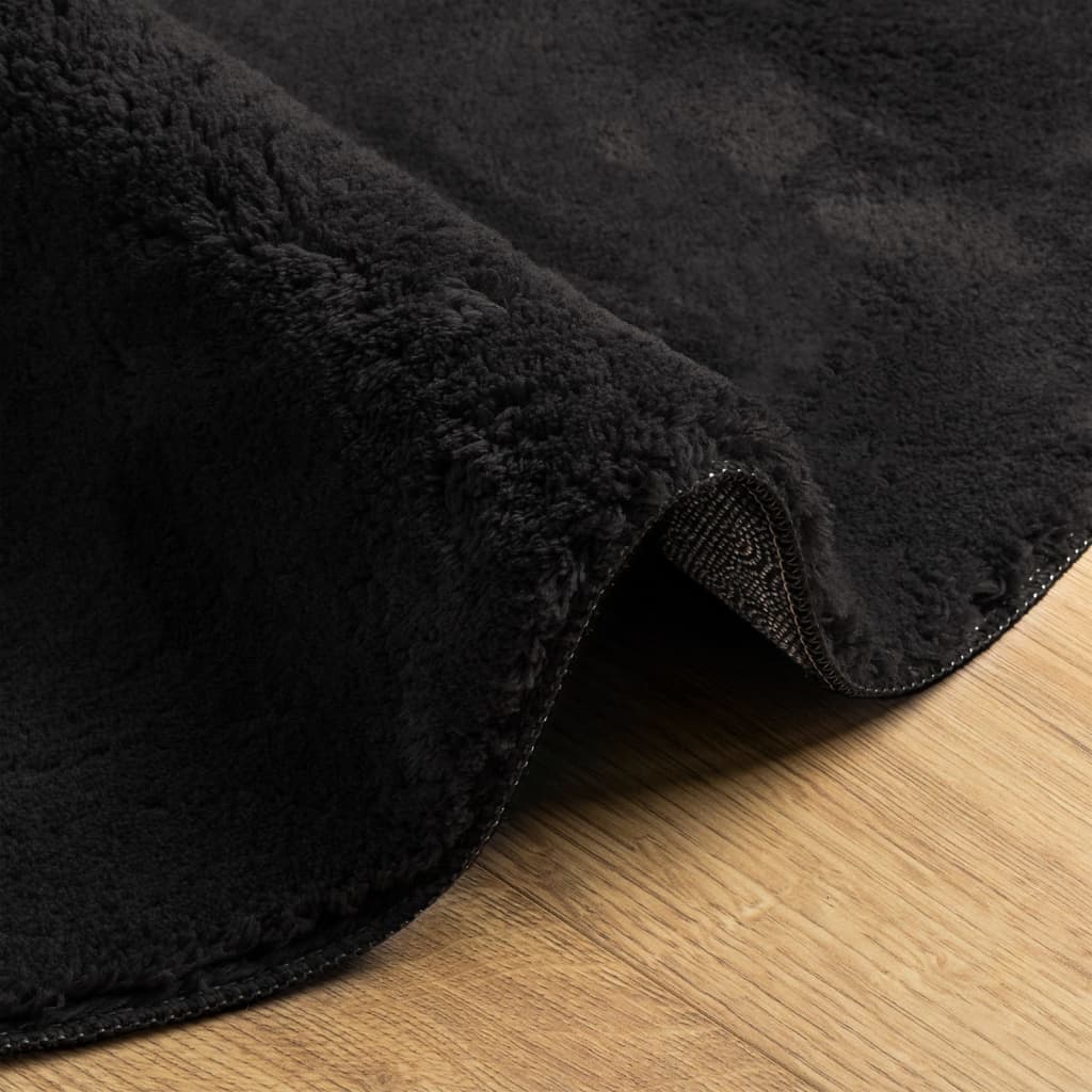 vidaXL Rug HUARTE Short Pile Soft and Washable Black Ø 120 cm