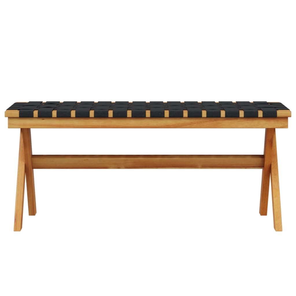 vidaXL Garden Bench Black Solid Wood Acacia and Fabric