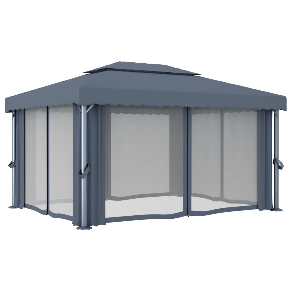 vidaXL Gazebo with Curtain 4x3 m Anthracite Aluminium