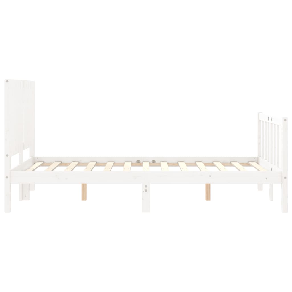 vidaXL Bed Frame without Mattress White Small Double Solid Wood Pine